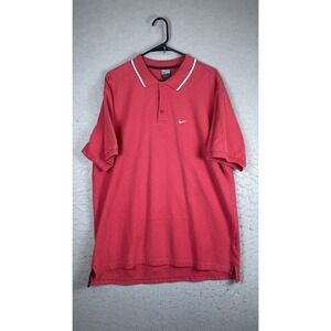 Nike Polo Shirt Mens Large Red Solid Swoosh Logo Short Sleeve Casual Knit